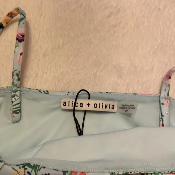 Alice + Olivia NWT Penny Scoop Crop Top Blue Floral Size Small - Picture 12 of 13